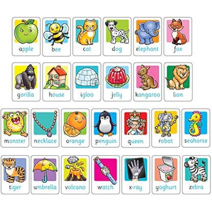 Orchard Toys Alphabet Flashcards, 26 Educational Double-sided Flashcards, Teach the Letters of the Alphabet, Perfect for Kids Age 3-7, Educational Toy, Kiwi Lime Green