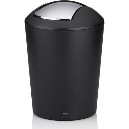 kela swing lid bin black, cosmetic bin 5l with swing lid, plastic, MARTA, waste bin bathroom black matt