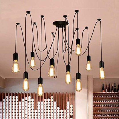 Lrpiyvo Spider Lights Pendant Lighting Ceiling Chandelier, E27 Vintage Ceiling Lights Industrial Light Fitting, 3/5/6/7/8/10 Heads Chandelier