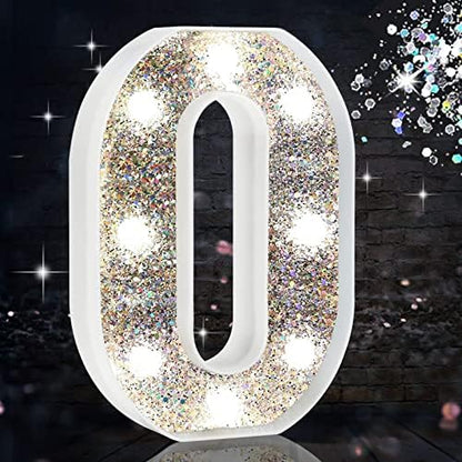 LED Marquee Letter Lights, Light Up Silver Letters for Bedroom Glitter Gifts for Teenage Girls Alphabet Letter Sign Battery Powered Night Light Birthday Party Wedding Home Decoration, Silver Letter O