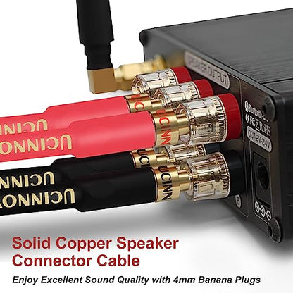 WOWLED 2 Pack High-end Pure Copper HIFI OFC Speaker Wire Cable with Banana Plug, 3m Gold-Plated Banana Tip Plugs 600 Strand 14 AWG for Audio Speaker HIFI System (3m / 9.8FT)