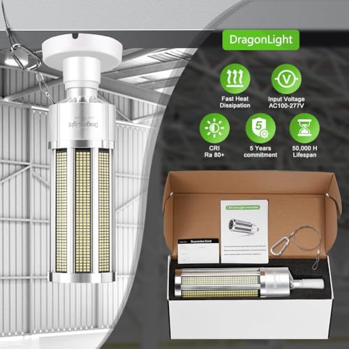 DragonLight 150W Commercial Grade Corn LED Light Bulb Fanless(800 Watt Metal Halide/HID/HPS Replacement) E40 Large Mogul Base LED Lamp 5000K Daylight 20,250LM for High Bay Area Lighting