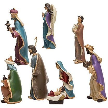 Kurt Adler Resin Nativity Figurine Set, 6.25-Inch, Set of 8