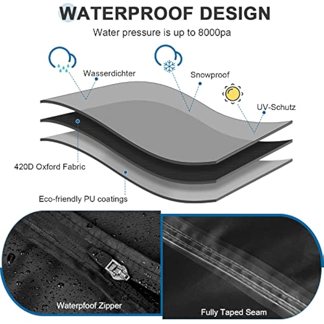 Ezilif Double Egg Chair Cover, 420D Oxford Egg Chair Covers Waterproof Heavy Duty, Garden Hanging Egg Chair Cover with Zipper & Drawstring, UV-Anti & Windproof Cover for Swing Chair, 230x200cm