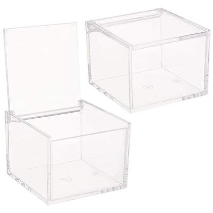 BENECREAT 2Pcs Acrylic Box with Lid, 8x8x6cm Clear Cube Display Case Storage Boxes Organizer Containers for Wedding Birthday Gift Packing Jewelry