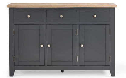 Julian Bowen Bordeaux Sideboard, Dark Grey & Oak - H86 x W128 x D40cm