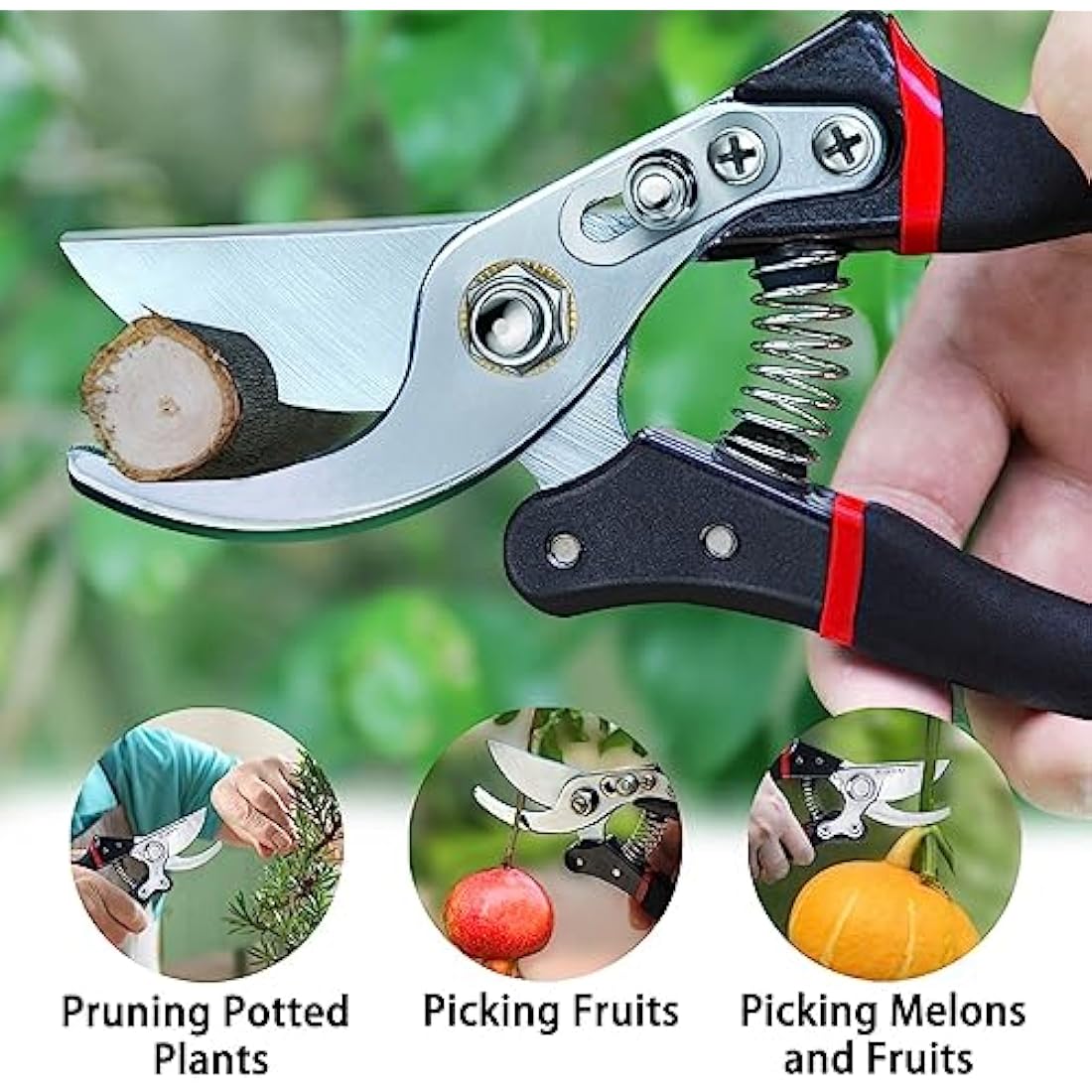 Kynup 2 Pack Secateurs Scissors, Professional Garden Secateurs, Sharp SK-5 Steel Blade, Strong & Anti-Rust Pruning Shears, Anti-Slip Handle, Plant Gardening Tree Trimming Garden Tool (Black & Red)