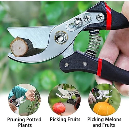 Kynup 2 Pack Secateurs Scissors, Professional Garden Secateurs, Sharp SK-5 Steel Blade, Strong & Anti-Rust Pruning Shears, Anti-Slip Handle, Plant Gardening Tree Trimming Garden Tool (Black & Red)