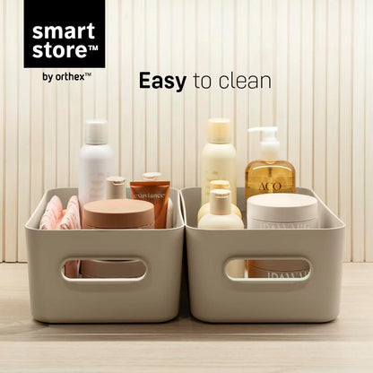 SmartStore Medium Plastic Storage Box with Handles 3× 5.3 L | Organiser Basket for Bathroom, Laundry, Kitchen, Office Drawers and Shelves