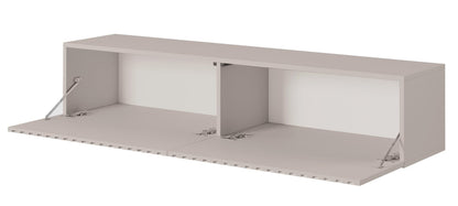 SELSEY Wooden Wall-Mounted TV Cabinet 138.6 x 31.6 x 30 cm for TVs Up to 60'', Taupe Grey Finish with Slatted Front, MDF Body