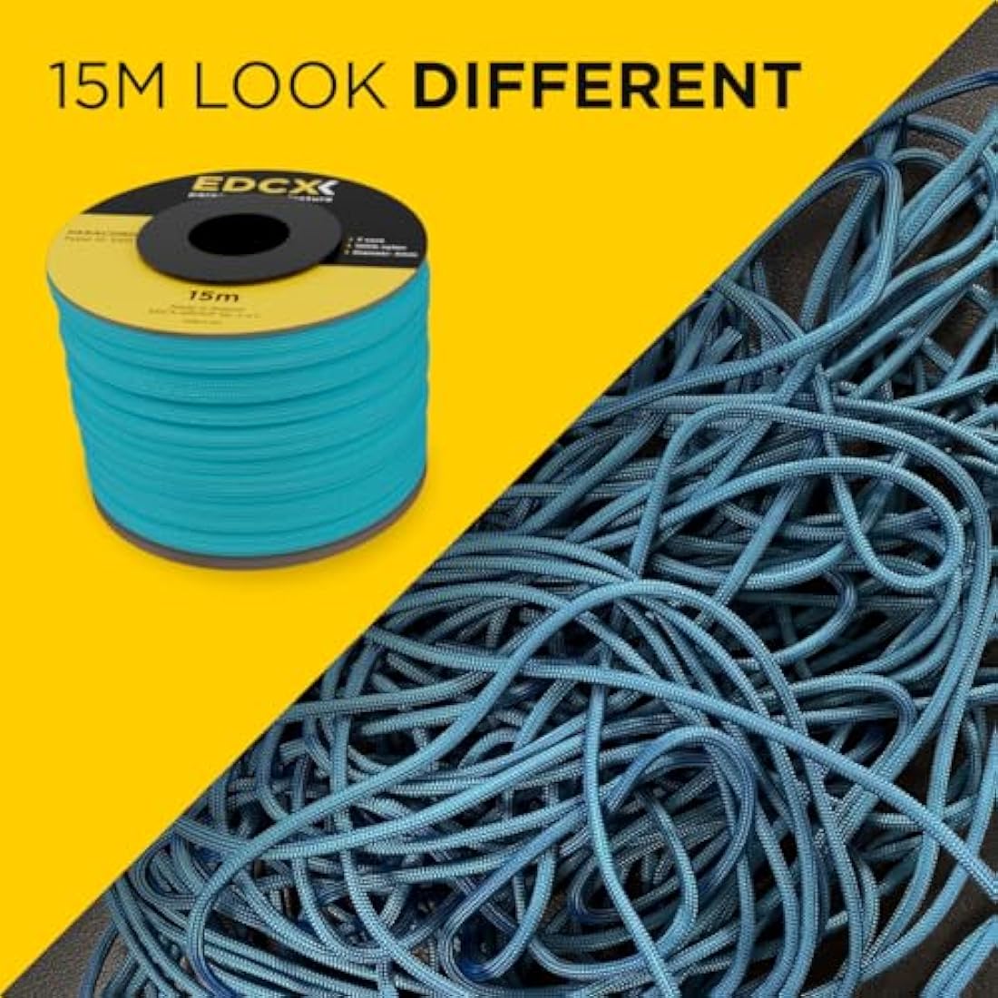 EdcX 4mm Rope 550 - Type III, 100% Rope, 7 Strand Rope, 4mm Rope in Solid Colors