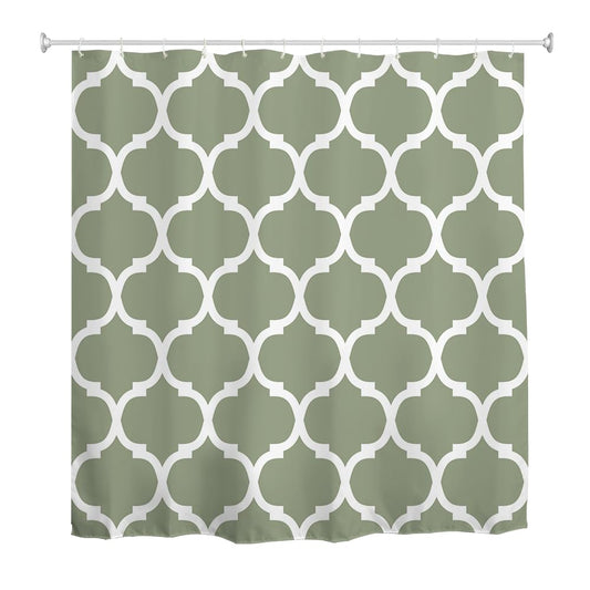 goodbath Green Shower Curtain, Moroccan Pattern Waterproof Polyester Fabric Bath Curtain for Bathroom Bathtub Hotel,180X180cm