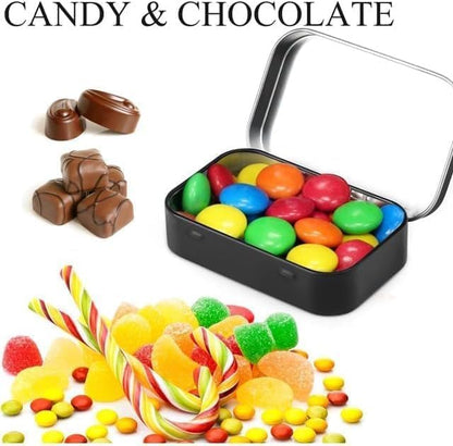 Dwang 3Pcs Black Rectangular Small Tins with Lids Tin Boxes Tins Container Metal Empty Hinged Tin Storage Boxes for Candy Key Earrings Food Storage