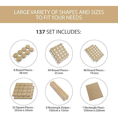 Furniture Pads to Protect Wood Floor. 3M Strong Adhesive Furniture Felt Pads for Furniture Feet. 137 Set of Felt Furniture Pads for Chair and Table Legs