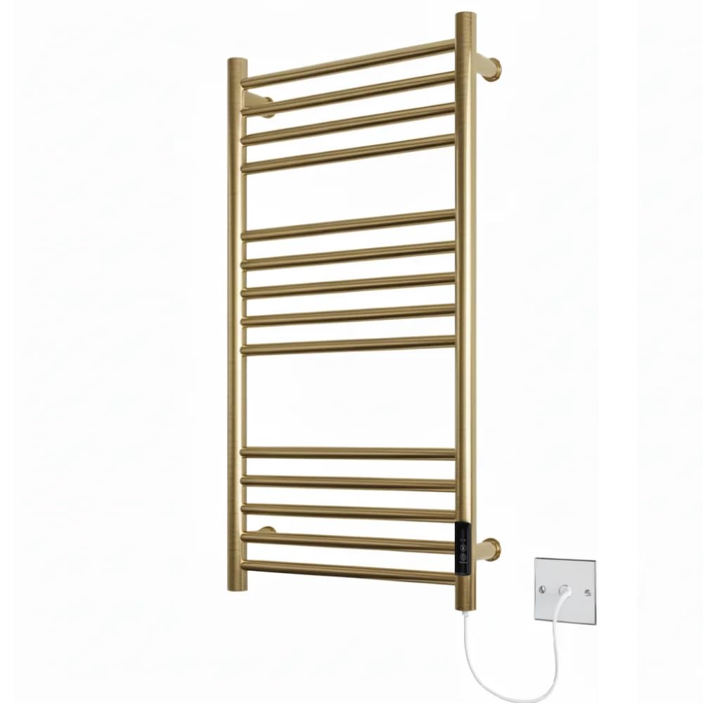 Manissa Siena Brushed Brass Electric Heated Towel Rail 400mm W x 720mm H