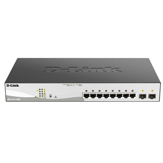 D-Link DGS-1210-10MP 10-Port Gigabit Smart Managed PoE Switch with 2 Gigabit SFP Ports, 130 W Power Budget, Enhanced L2 Switching and Security