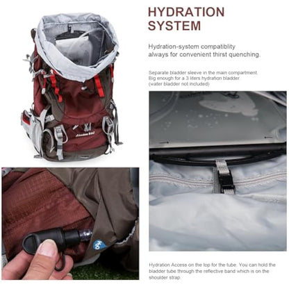 MOUNTAINTOP Hiking Backpack 80L Waterproof Mountaineering Backpack Large Camping Trekking Rucksack Multifunctional Climbing with Rain Cover
