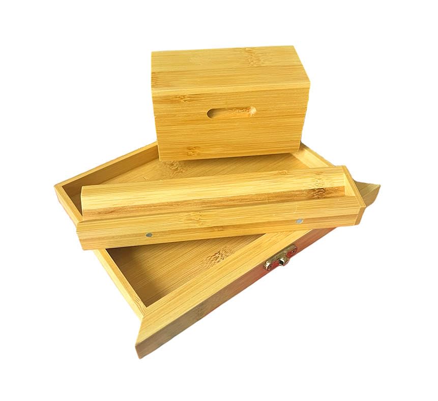 The Dark Diamond Roll Box Premium Smoking Accessories Storage Handcrafted Bamboo Wooden Stash Rolling Box Upgraded (Small - 20X15X10CM)