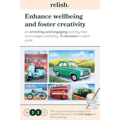 Relish - Dementia Aquapaints Activities - Pack of 5 Reusable Water Painting Toys, Classic Vehicles, Alzheimer’s Products & Gifts for Elderly/Seniors