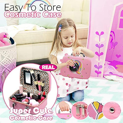 Washable Kids Makeup Girls Toys - Real Makeup Set Make Up Kits for Children Kids Girls Princess Glamour Girl Pretend Play Makeup Kit Christmas Birthday Gifts Toys for 3 4 5 6 7 8 9 10 Year Old Girl