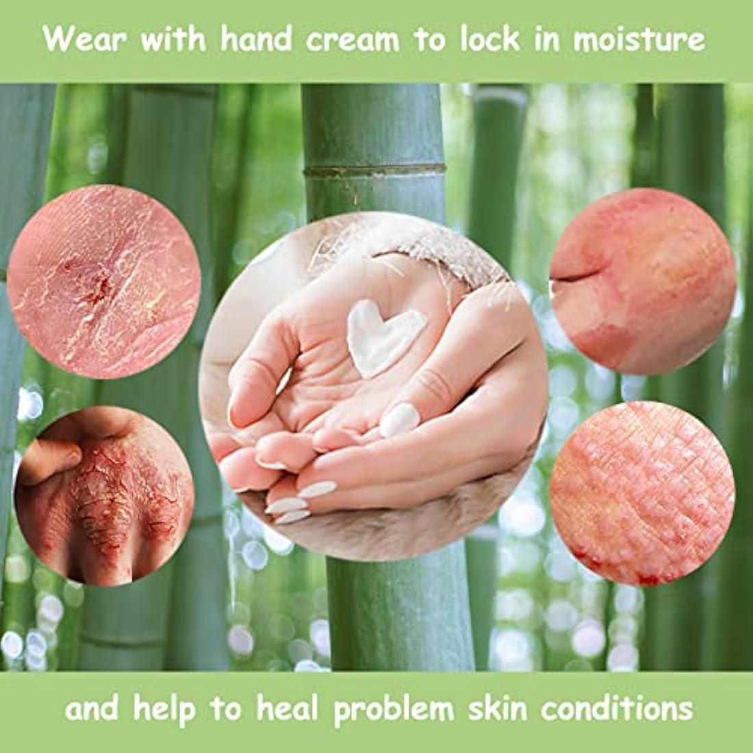 Bamboo Gloves for Eczema, Small, Women, Dry Hands, Overnight Moisturising Gloves, 3 Pairs