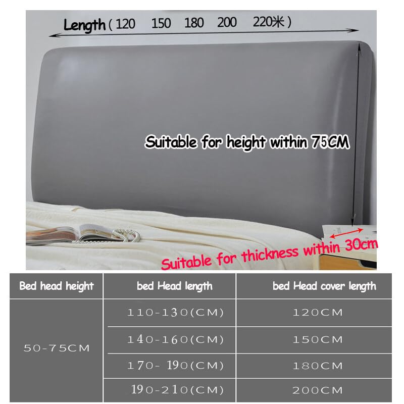 Bestenrose Bed Headboard Cover Waterproof Pu leather All-inclusive Elastic Headboard Protection Cover for King Double full Headboard Protector