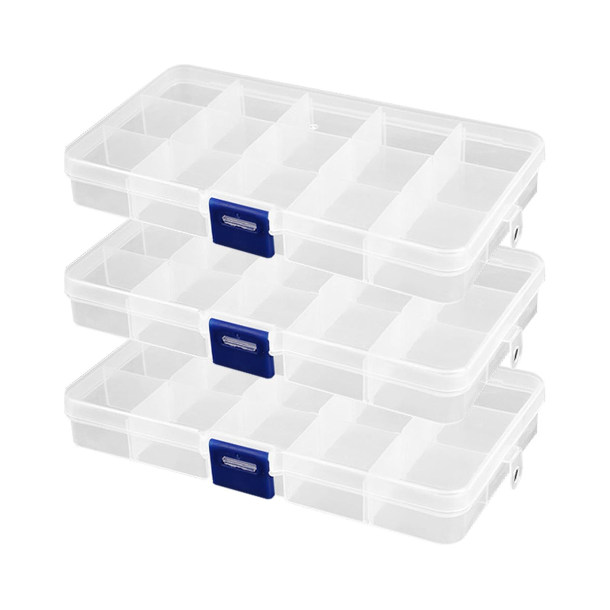 3 Pcs Small Organiser Box, 15 Grids Bead Storage Box with Compartments, Craft Box