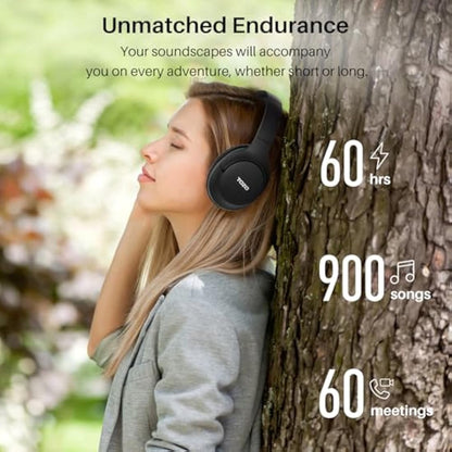 TOZO HT2 Hybrid Active Noise Cancelling Wireless Headphones, 60H Playtime Lossless Audio Over Ear Bluetooth Headphones, Hi-Res Audio Deep Bass Foldable Lightweight Headset for Workout