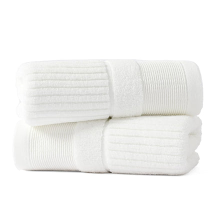 sense gnosis 100% Cotton White Hand Towel Set of 2 Thick Ribbed Striped Soft Quick Dry and Absorbent Bathroom Decorative Hand Towel 13 x 29 Inch