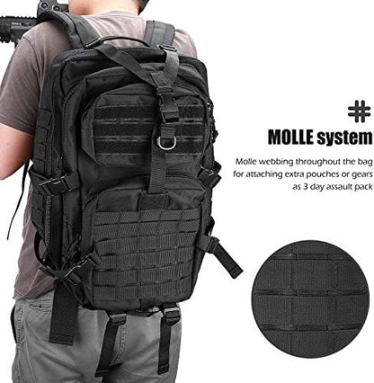 ProCase Military Tactical Backpack, 42L Large Capacity Rucksacks 3 Day Army Assault Pack Bag for Hunting, Trekking and Camping and Other Outdoor Activities for Father's Day -Black