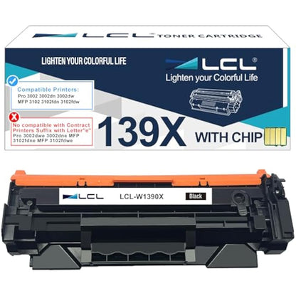 LCL 139X Toner Cartridge Relacement for HP 1139A W1390A 139X W1390X with Chip Replacement for HP LaserJet Pro 3002 3002dn 3002dw MFP 3102 3102fdn 3102fdw Printer (1 Pack)