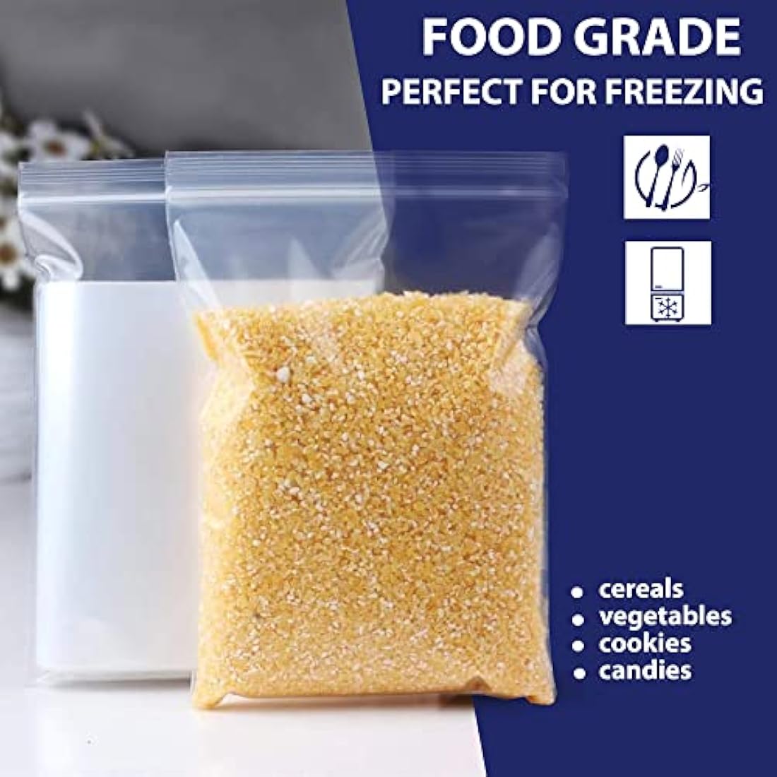 100 Grip Seal Bags 11" x 16" | Reusable Strong Zip Lock | Clear Resealable Plastic Bags | Polythene Packaging for Food Storage, Jewellery - by Sabco (11" x 16")