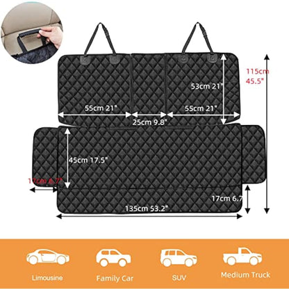 ANOSOSPECIAL Dog Car Seat Cover for Back Seat Cover for Kids ISOFIX with Dog Seat Belt Non Stick Fur Car Seat Protector for Dogs Nonslip Water Proof Durable for Truck SUV（Black ISOFIX-Large）