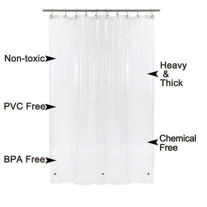 Barossa Design Shower Curtain Liner with 6 Weighted Magnets - Heavy Duty PEVA Plastic Shower Curtain for Bathroom