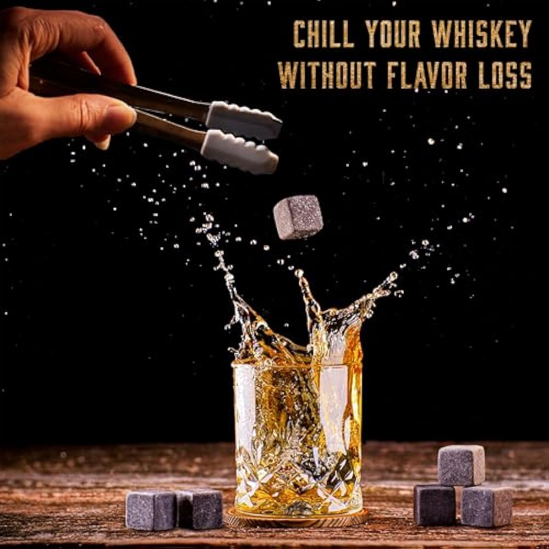 WHISISKEY - Whiskey Glass Set - Whiskey Gift Sets for Men - Whisky Glass Birthday Gifts for Men - Rum Tumblers - Mens Gifts - Whisky Set with 4 Glasses, 8 Whiskey Stones, Accessories