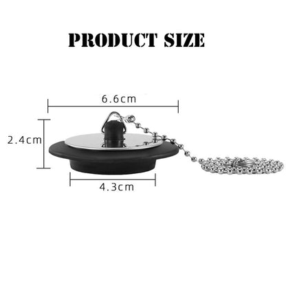 2 Pcs Universal bath plug with Stainless Steel Chain