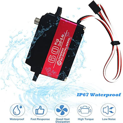 ANNIMOS 60KG Digital Servo 8.4V High Voltage Stainless Steel Gear Large Torque High Speed Waterproof 1/5 Baja Servos - 270 Degrees