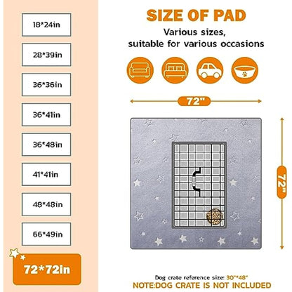 Washable Puppy Pads Extra Large, 182x182cm Fast Absorption Reusable Puppy Pads, Dog Pee Pad xl, Waterproof Whelping Pads, Non-Slip Large Puppy Training Pads Pet Playpen Puppy Mat for Floor, Dog Crate