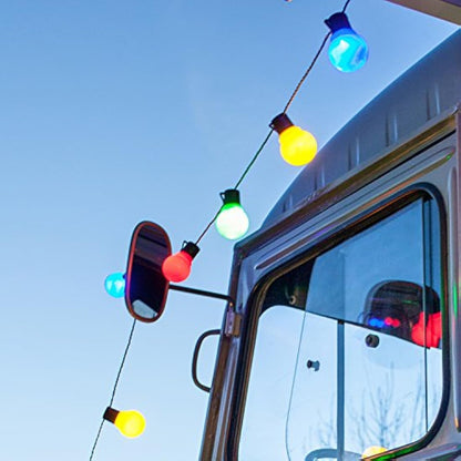 Lights4fun 30 Multi-Coloured LED Festoon String Lights, 7.25m Black Cable, Plug-in & Fully Waterproof IP44 for Indoor & Outdoor Use - Perfect for Patio, Garden, and Party Decor