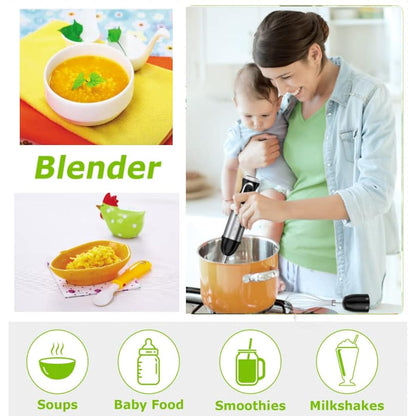 Bonsenkitchen Stainless Steel Hand Blender, 4-in-1 Stick Blender 1000W, 20 Speed Adjustable, with Whisk, 500ml Chopper and 700ml Measuring Cup, Food Processor (HB3203)