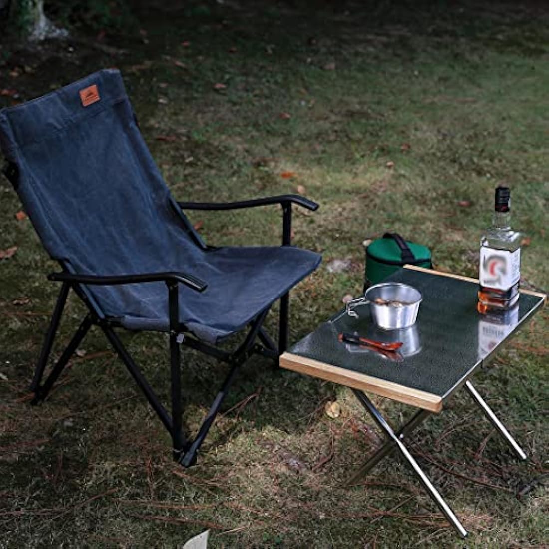 CAMPINGMOON Camping Side Table Heat-Resisting Stainless Steel Embossing Process for Outdoor Table Top Grill with Carrying Bag T-370