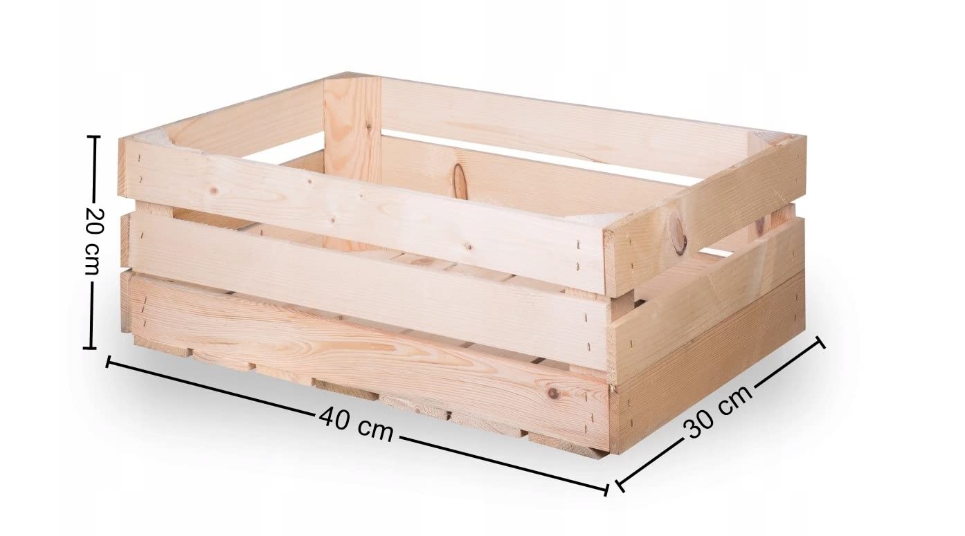 Wooden Crate - Unpainted Pine Wood Storage Box DIY Large in Size 40 x 30 x 20 cm