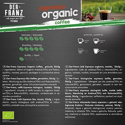 Der-Franz Coffee Pack, whole bean, 6 x 500 g (1 x Crema, 1 x Espresso, 1 x Melange, 1 x Colombia, 1 x Espresso Organic, 1 x Crema Organic)
