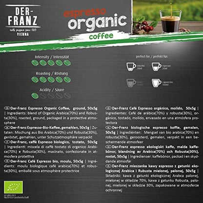 Der-Franz Coffee Pack, whole bean, 6 x 500 g (1 x Crema, 1 x Espresso, 1 x Melange, 1 x Colombia, 1 x Espresso Organic, 1 x Crema Organic)