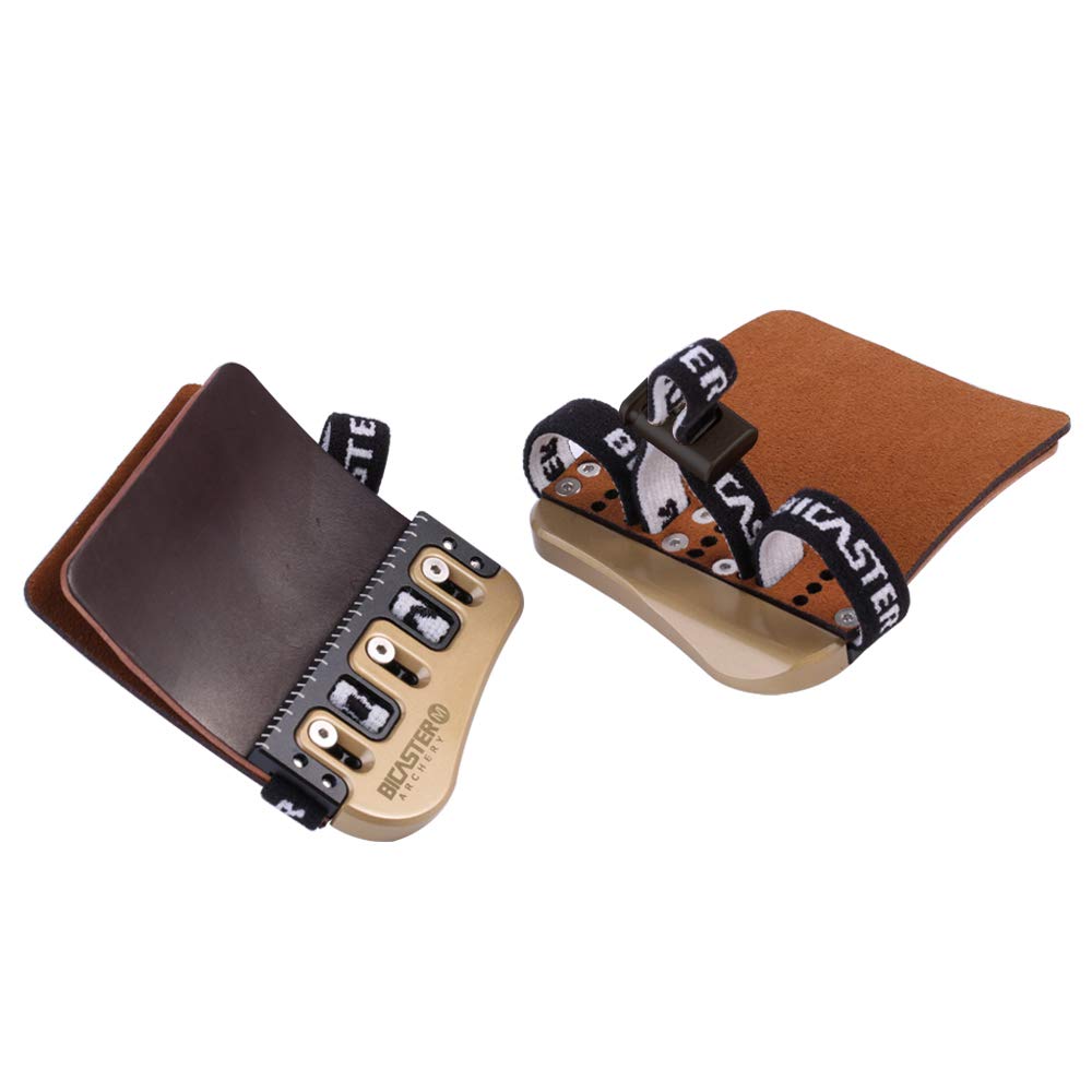 BICASTER Barebow Finger Tabs Cordovan Leather + Brass Finger Guards String Walking Right Hand (Large)