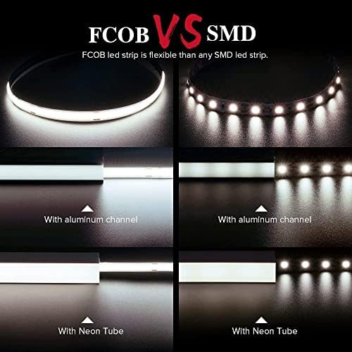 BTF-LIGHTING FCOB COB LED Strip Natural White 4000K Flexible High Density Uniform Light Dimmable LED Strip Light CRI90+ 10M 528LEDs DC24V 14W/m Bendable LED Ribbon for DIY Indoor Lighting Projects