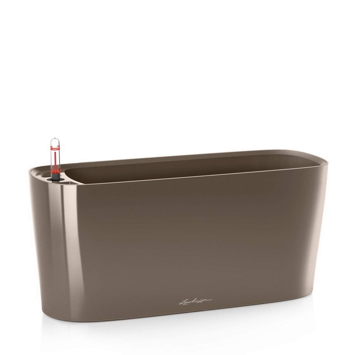 LECHUZA Self Watering Plant Pot Indoor DELTA 20 Plastic Flower Window Box Small Herb Planter without Drainage Hole H18 L40 W15 cm Shiny Taupe