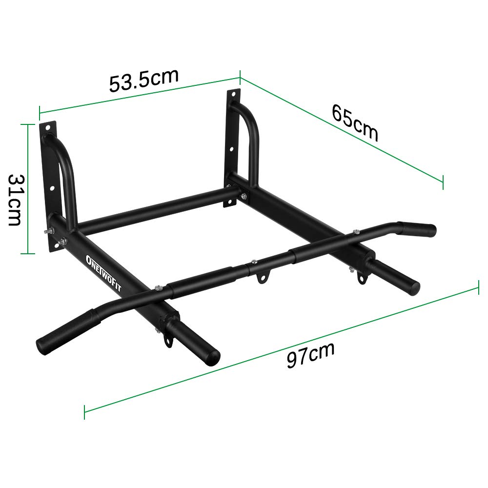 ONETWOFIT Pull Up Bar Wall Mounted Pull Up Bars Home Gym Chin Up Bar With More Stable 6-Hole Design Upper Body Workout Bar (Max Load 200kg)