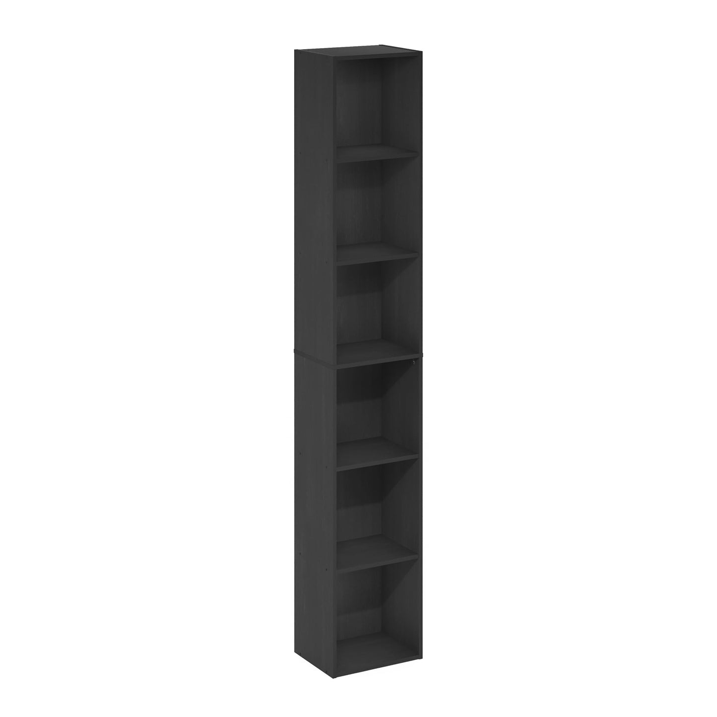 Furinno LUDER Book Shelf, 6-Tier Tall Modern Bookshelf, Bookcase with Open Shelves, 9.3 x 12 x 71, for Living Room, Bedroom, Home Office, Blackwood