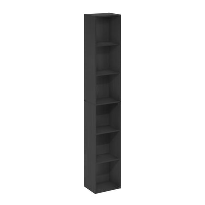 Furinno LUDER Book Shelf, 6-Tier Tall Modern Bookshelf, Bookcase with Open Shelves, 9.3 x 12 x 71, for Living Room, Bedroom, Home Office, Blackwood